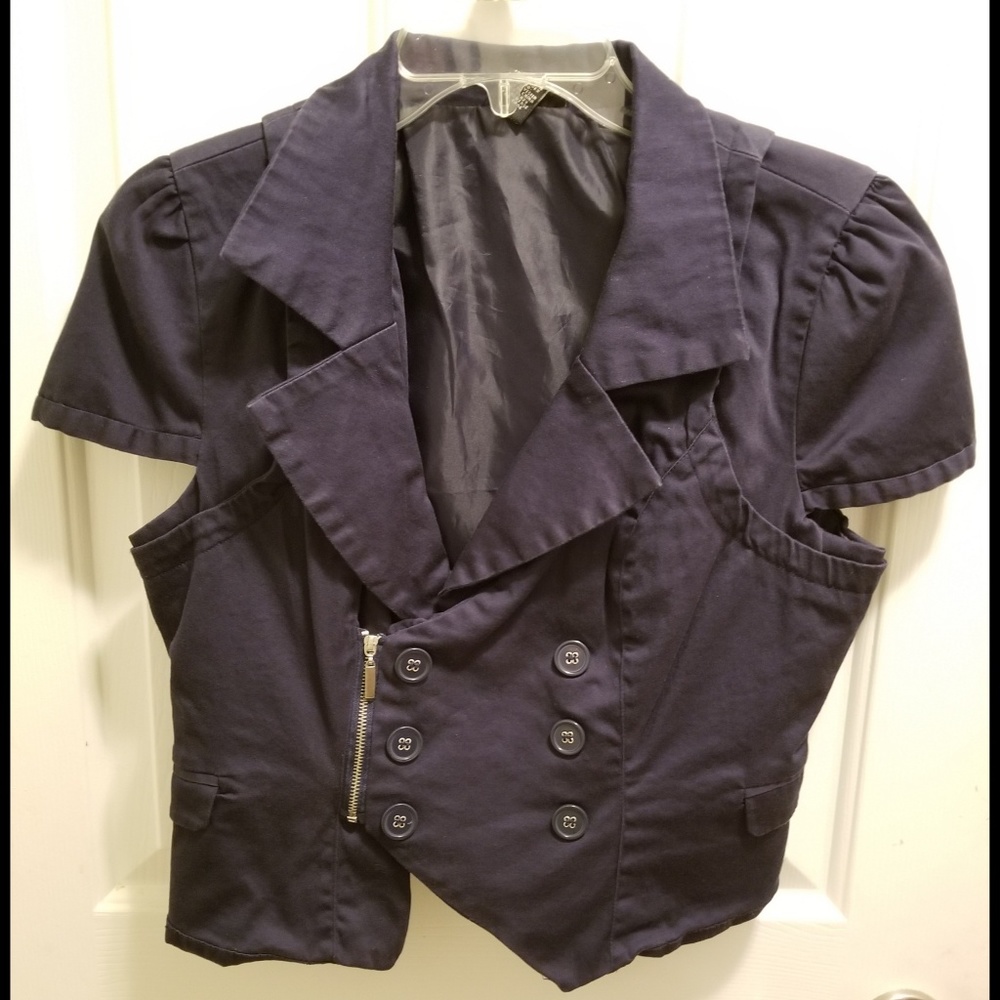 Vintage-Style Navy Blue Jacket (short sleeved)